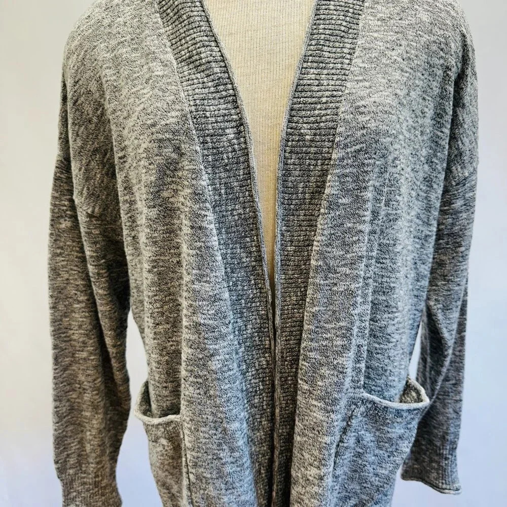 MADEWELL Women Long Sleeve Pockets Gray/White Cardigan Sweater Size Medium - Picture 4 of 11